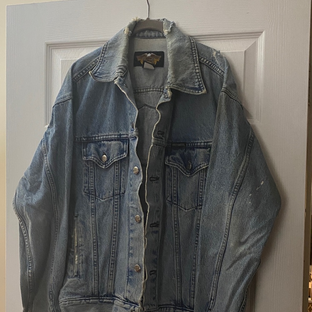 Harley Davidson Jean Jacket. Distressed. Size Small